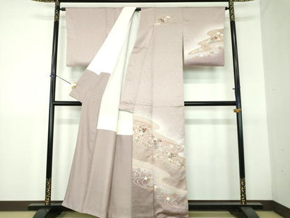 平和屋着物●訪問着　絞り　流水桜　飾花文　金彩　正絹　逸品　DABG8426ps