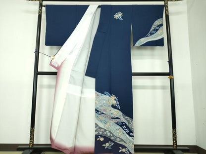平和屋着物●越後十日町の一流染匠　桐屋・翠山工房　纐纈師　訪問着　絞り　辻が花　やまと誂製　正絹　逸品　DABG8429ps