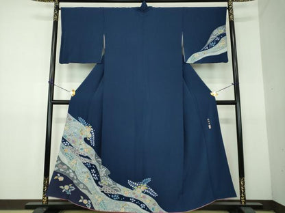 平和屋着物●越後十日町の一流染匠　桐屋・翠山工房　纐纈師　訪問着　絞り　辻が花　やまと誂製　正絹　逸品　DABG8429ps