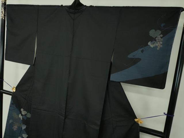 平和屋着物●本場大島紬　訪問着　作家物　刺繍　雅一扇　葡萄蔦の葉文　ほていや扱い　正絹　逸品　未使用　DABG8431ps