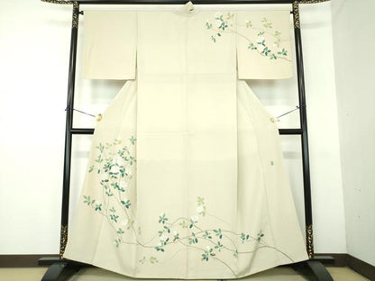 平和屋着物●京加賀糸目友禅作家　山崎巌　訪問着　枝花文　正絹　逸品　DABG8435ps