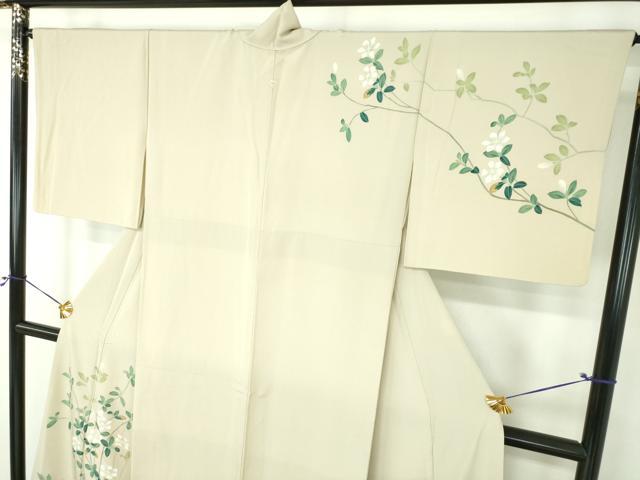 平和屋着物●京加賀糸目友禅作家　山崎巌　訪問着　枝花文　正絹　逸品　DABG8435ps