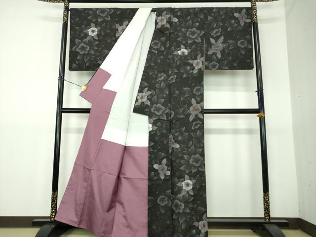 平和屋着物●中国三大刺繍　スワトウ刺繍　汕頭刺繍　本場大島紬　9マルキ　草花文　正絹　逸品　DABG8437ps
