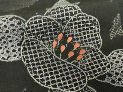 平和屋着物●中国三大刺繍　スワトウ刺繍　汕頭刺繍　本場大島紬　9マルキ　草花文　正絹　逸品　DABG8437ps