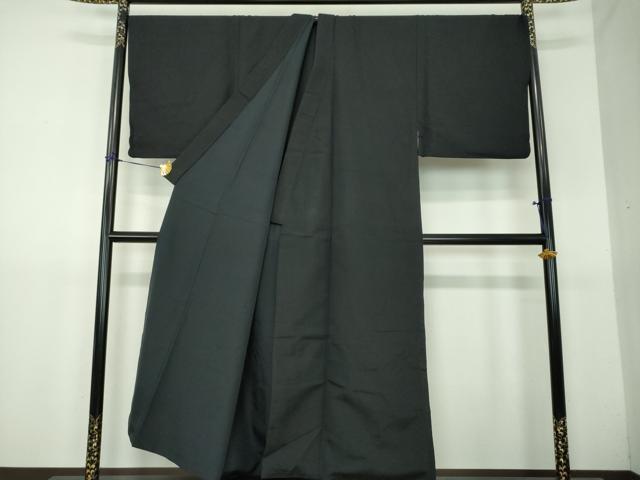 平和屋着物●男性　色無地　キングサイズ　黒地　正絹　逸品　DABG8439ps