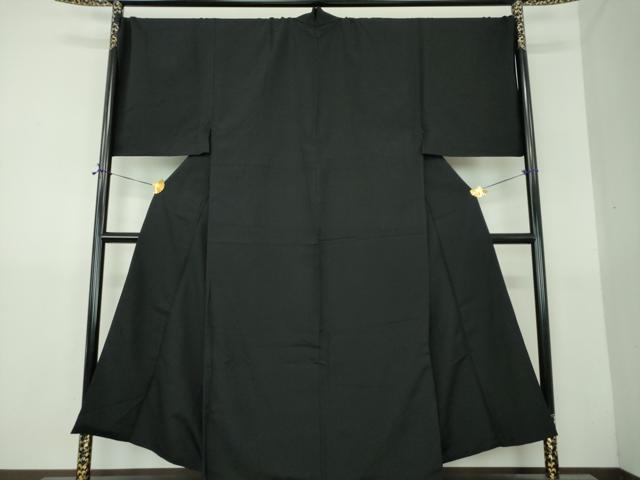 平和屋着物●男性　色無地　キングサイズ　黒地　正絹　逸品　DABG8439ps