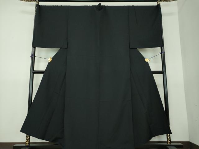 平和屋着物●男性　色無地　キングサイズ　黒地　正絹　逸品　DABG8440ps