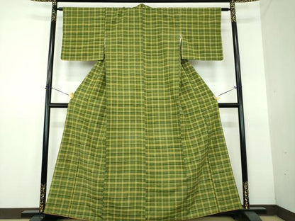 平和屋着物●上質な紬　格子　正絹　逸品　DABG8447ps