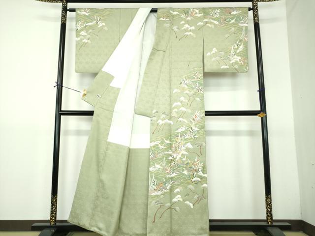平和屋着物●訪問着　駒刺繍　飛鶴浜松舟文　暈し染め　金彩　正絹　逸品　DABG8450ps