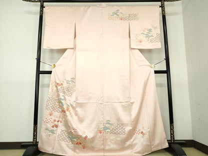 平和屋着物●十日町老舗ブランド　吉澤友禅　吾妻徳穂　訪問着　刺繍　吉祥花文　金彩　正絹　逸品　DABG8451ps