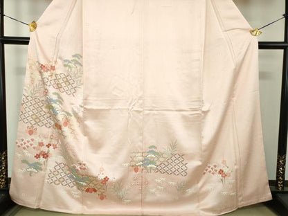 平和屋着物●十日町老舗ブランド　吉澤友禅　吾妻徳穂　訪問着　刺繍　吉祥花文　金彩　正絹　逸品　DABG8451ps