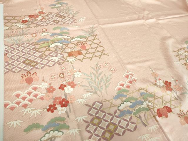 平和屋着物●十日町老舗ブランド　吉澤友禅　吾妻徳穂　訪問着　刺繍　吉祥花文　金彩　正絹　逸品　DABG8451ps