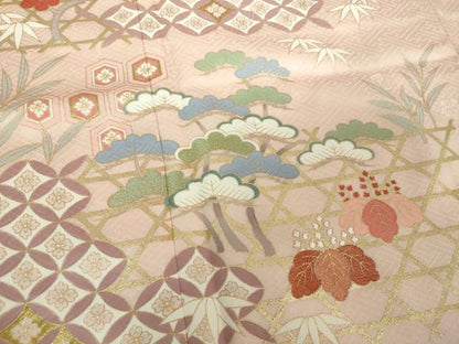 平和屋着物●十日町老舗ブランド　吉澤友禅　吾妻徳穂　訪問着　刺繍　吉祥花文　金彩　正絹　逸品　DABG8451ps