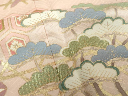 平和屋着物●十日町老舗ブランド　吉澤友禅　吾妻徳穂　訪問着　刺繍　吉祥花文　金彩　正絹　逸品　DABG8451ps