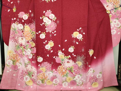 平和屋着物●豪華振袖　刺繍　乱菊　舞桜　暈し染め　金彩　銀通し地　正絹　逸品　DABG8452ps