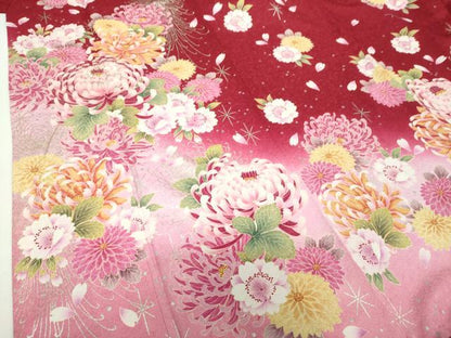 平和屋着物●豪華振袖　刺繍　乱菊　舞桜　暈し染め　金彩　銀通し地　正絹　逸品　DABG8452ps