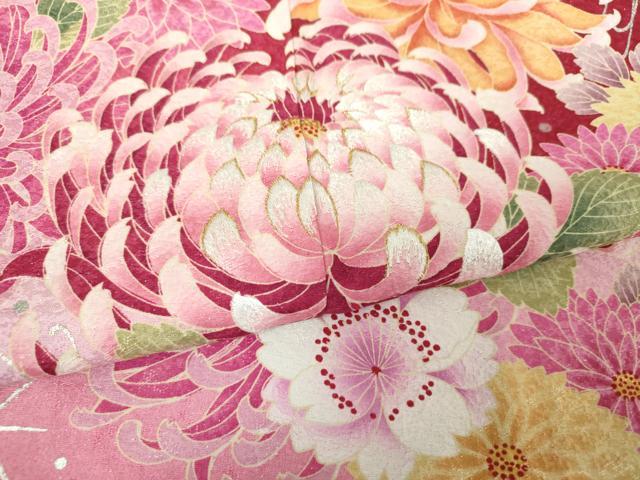 平和屋着物●豪華振袖　刺繍　乱菊　舞桜　暈し染め　金彩　銀通し地　正絹　逸品　DABG8452ps