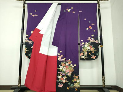 平和屋着物●豪華振袖　楽器花文　暈し染め　金彩　正絹　逸品　DABG8454ps