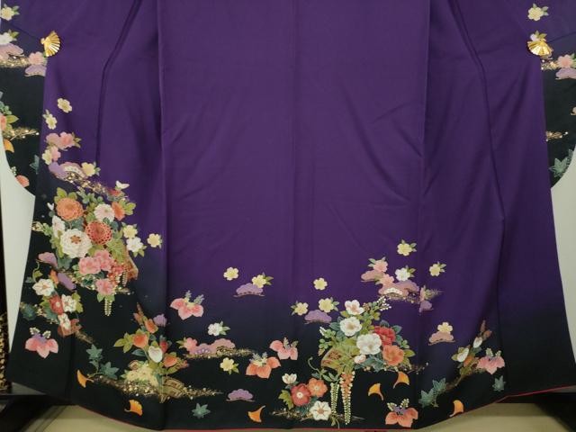 平和屋着物●豪華振袖　楽器花文　暈し染め　金彩　正絹　逸品　DABG8454ps