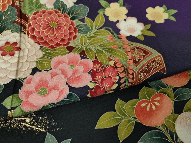 平和屋着物●豪華振袖　楽器花文　暈し染め　金彩　正絹　逸品　DABG8454ps