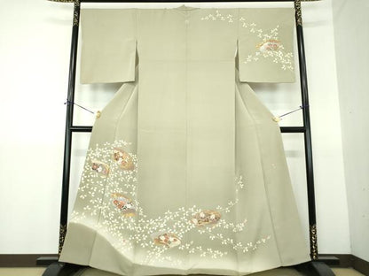 平和屋着物●訪問着　作家物　駒刺繍　地紙花文　暈し染め　金彩　正絹　逸品　DABG8457ps