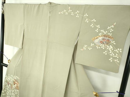 平和屋着物●訪問着　作家物　駒刺繍　地紙花文　暈し染め　金彩　正絹　逸品　DABG8457ps