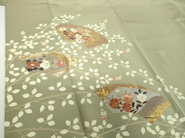 平和屋着物●訪問着　作家物　駒刺繍　地紙花文　暈し染め　金彩　正絹　逸品　DABG8457ps