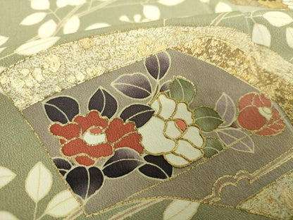 平和屋着物●訪問着　作家物　駒刺繍　地紙花文　暈し染め　金彩　正絹　逸品　DABG8457ps