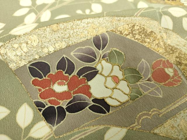 平和屋着物●訪問着　作家物　駒刺繍　地紙花文　暈し染め　金彩　正絹　逸品　DABG8457ps