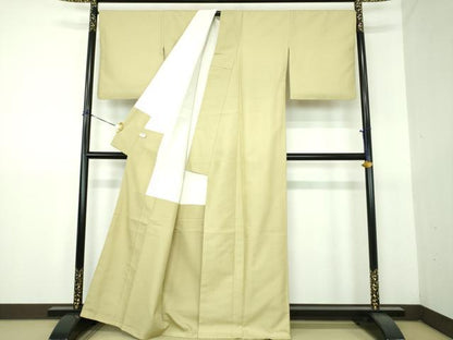 平和屋着物●上質な色無地　福叶　柳茶色　正絹　逸品　DABG8458ps