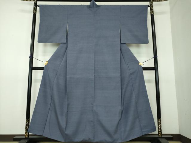 平和屋着物●結城紬　色無地　青褐色　さが美扱い　正絹　逸品　DABG8459ps