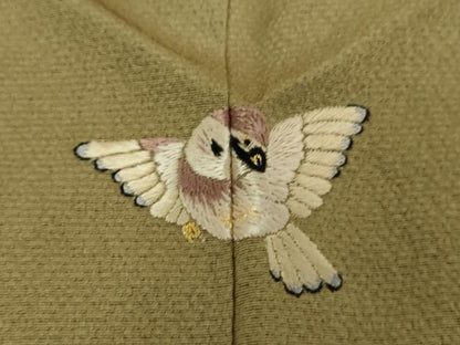 平和屋着物●ファッションデザイナー　花井幸子　訪問着　駒刺繍　雪持ち笹　雀　暈し染め　金彩　正絹　逸品　DABG8463ps