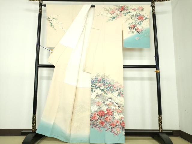 平和屋着物●訪問着　友禅　作家物　立波花鳥文　暈し染め　正絹　逸品　DABG8464ps
