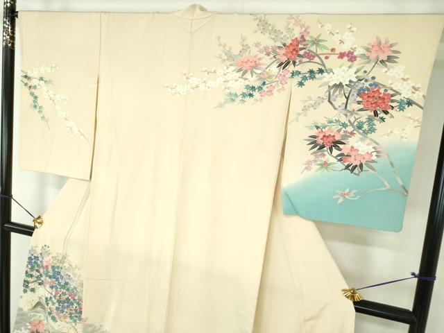 平和屋着物●訪問着　友禅　作家物　立波花鳥文　暈し染め　正絹　逸品　DABG8464ps