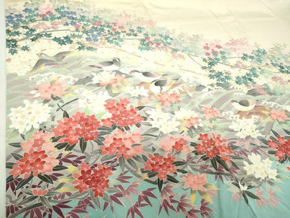 平和屋着物●訪問着　友禅　作家物　立波花鳥文　暈し染め　正絹　逸品　DABG8464ps