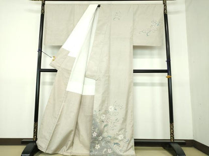 平和屋着物●本場染大島紬　訪問着　友禅　作家物　花唐草　正絹　逸品　未使用　DABG8466ps