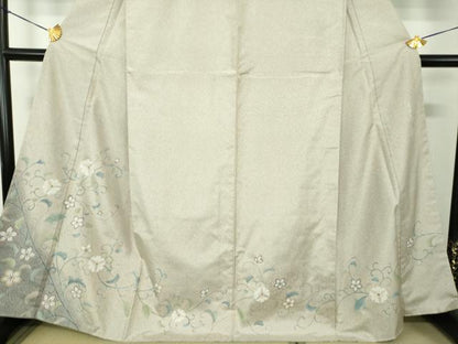 平和屋着物●本場染大島紬　訪問着　友禅　作家物　花唐草　正絹　逸品　未使用　DABG8466ps