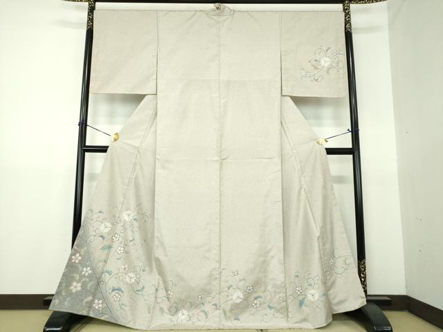 平和屋着物●本場染大島紬　訪問着　友禅　作家物　花唐草　正絹　逸品　未使用　DABG8466ps