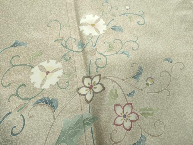 平和屋着物●本場染大島紬　訪問着　友禅　作家物　花唐草　正絹　逸品　未使用　DABG8466ps