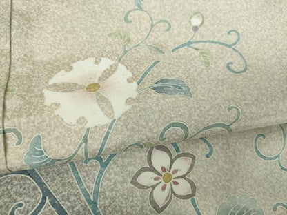 平和屋着物●本場染大島紬　訪問着　友禅　作家物　花唐草　正絹　逸品　未使用　DABG8466ps