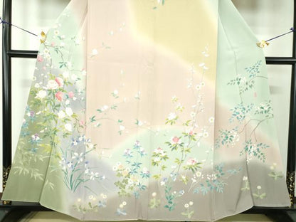 平和屋着物●十日町友禅作家　松雨　訪問着　吉祥花文　暈し染め　正絹　逸品　未使用　DABG8467ps