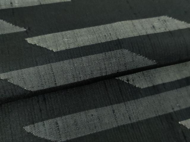 平和屋着物●訪問着　紬地　横段文　黒地　正絹　逸品　DABG8468ps