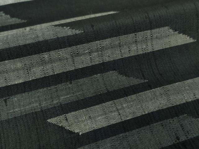 平和屋着物●訪問着　紬地　横段文　黒地　正絹　逸品　DABG8468ps
