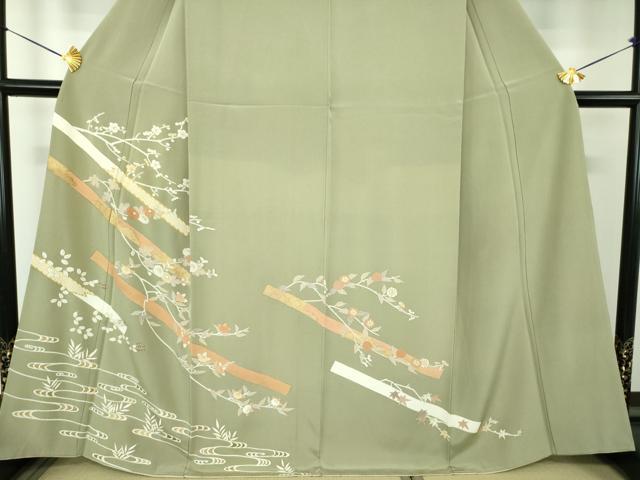 平和屋着物●訪問着　刺繍　流水吉祥花文　金彩　正絹　逸品　DABG8473ps