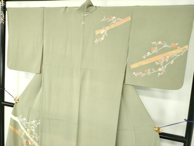 平和屋着物●訪問着　刺繍　流水吉祥花文　金彩　正絹　逸品　DABG8473ps