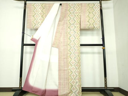 平和屋着物●訪問着　紬地　ろうけつ染め　七宝繋ぎ　正絹　逸品　DABG8475ps