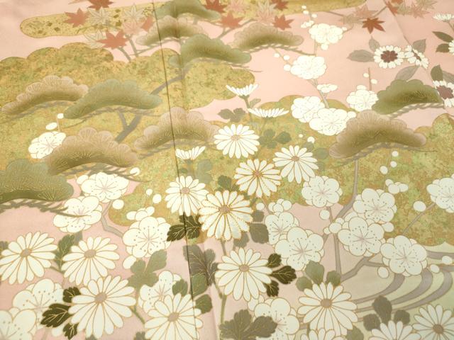 平和屋着物●訪問着　駒刺繍　松竹梅　流水雲取り花文　暈し染め　金彩　正絹　逸品　DABG8477ps