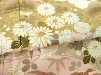 平和屋着物●訪問着　駒刺繍　松竹梅　流水雲取り花文　暈し染め　金彩　正絹　逸品　DABG8477ps