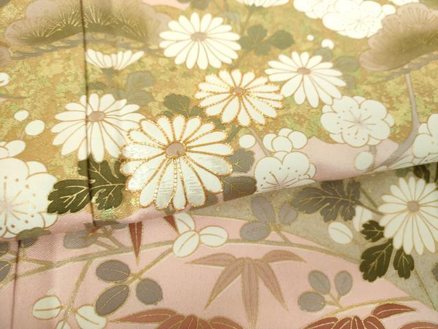 平和屋着物●訪問着　駒刺繍　松竹梅　流水雲取り花文　暈し染め　金彩　正絹　逸品　DABG8477ps