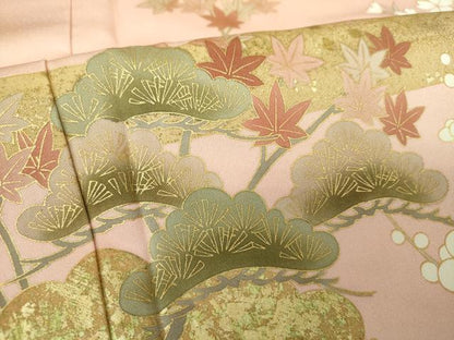 平和屋着物●訪問着　駒刺繍　松竹梅　流水雲取り花文　暈し染め　金彩　正絹　逸品　DABG8477ps